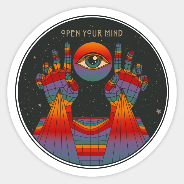 Open your Mind, Psychedelic Art Sticker by Inktally